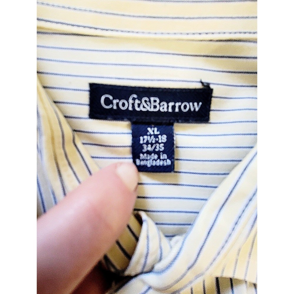 Croft & Barrow Men's Button Up Dress Shirt 17 1/2-18 Neck & 34/35 Sleeve XL